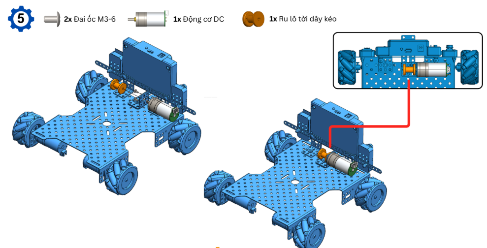 Lắp động cơ DC và ru lô tời cho ORC K2