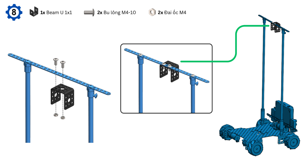 Lắp beam U cho khung trên cơ cấu nâng ORC K2