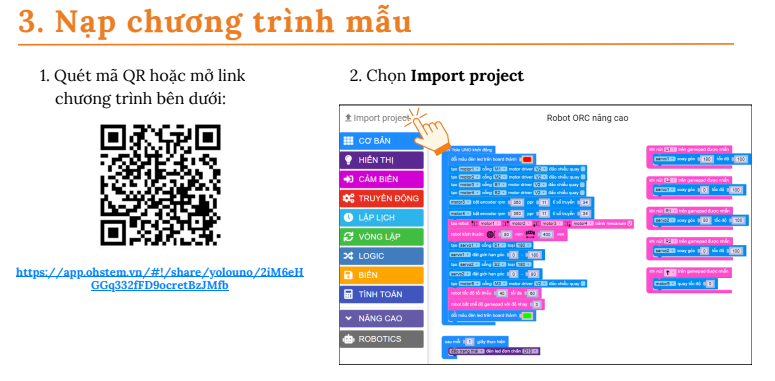 Nạp chương trình mẫu cho ORC K3