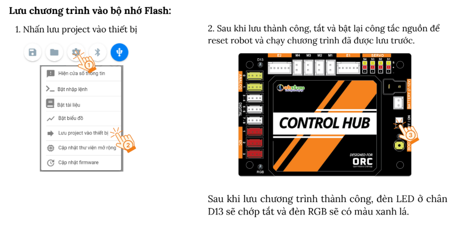 Lưu chương trình vào bộ nhớ Flash cho ORC K2