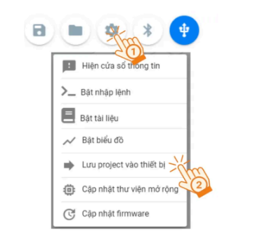 Chọn Lưu project vào thiết bị trong OhStem App