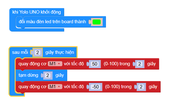 Chương trình mẫu mở rộng động cơ DC