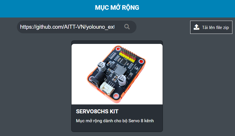 Thêm thư viện SERVO8CHS Kit trên Yolo UNO